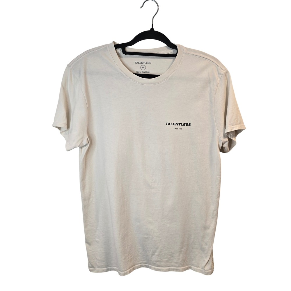 Talentless Graphic T-Shirt Mens Medium Cream Short Sleeve Circle Logo Tee